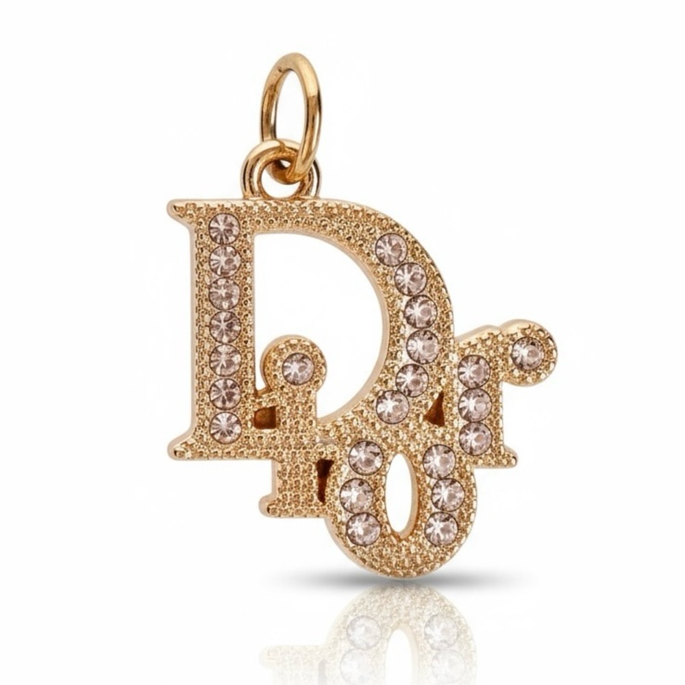 DIOR Authentic Gold and Crystals Pendant for Necklace NEW - Picture 2 of 10